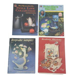 Vintage Crafting Books Lot Of 4 Painting Fabric Tole Canvas Wildlife Still Life